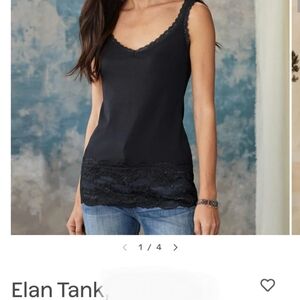 Sundance Elan Black Lace Hem Knit Camisole Top S 4 6